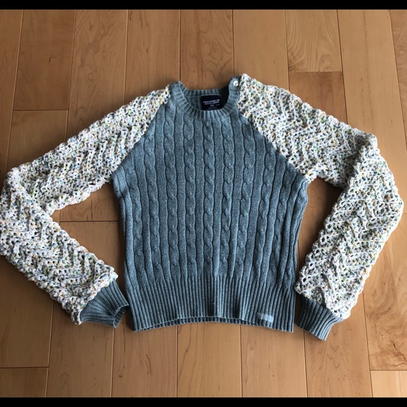 thrifted sweaters with crochet blanket sleeves - Picture 2 of 6